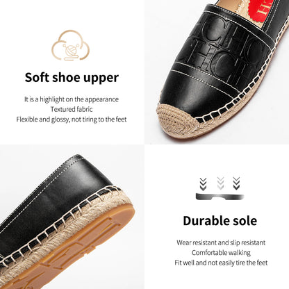 CHCH Women's Beach Shoes 2025 New Anti slip Handmade Hemp Bottom Flat Shoes Mommy Gift Casual Shoes