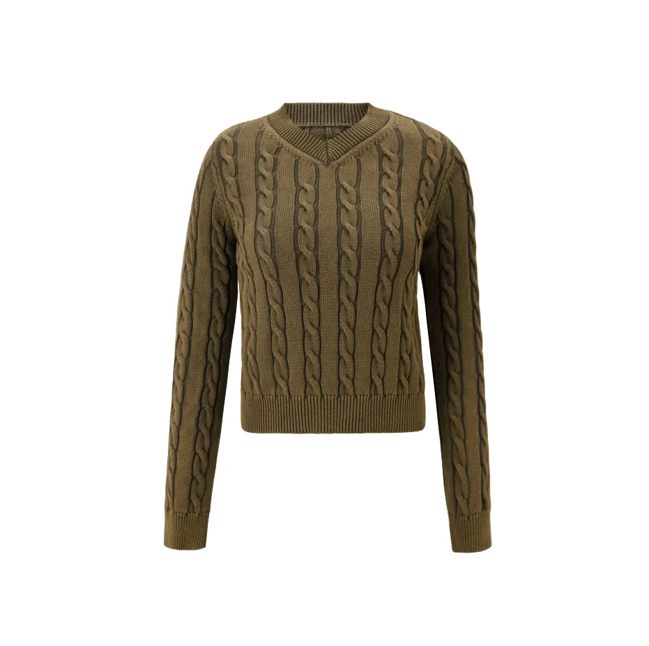 AP 2026 Women Washed Sweater Autumn and Winter Cable Sweater Stretch Skirt and Fashion Leather Skirt