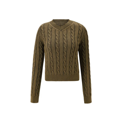 AP 2026 Women Washed Sweater Autumn and Winter Cable Sweater Stretch Skirt and Fashion Leather Skirt