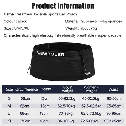 NEWBOLER Elastic Sports Waist Bag Pack Running Race Number Belt Triathlon Marathon Race Cycling Mountaineering Phone Waist Bag