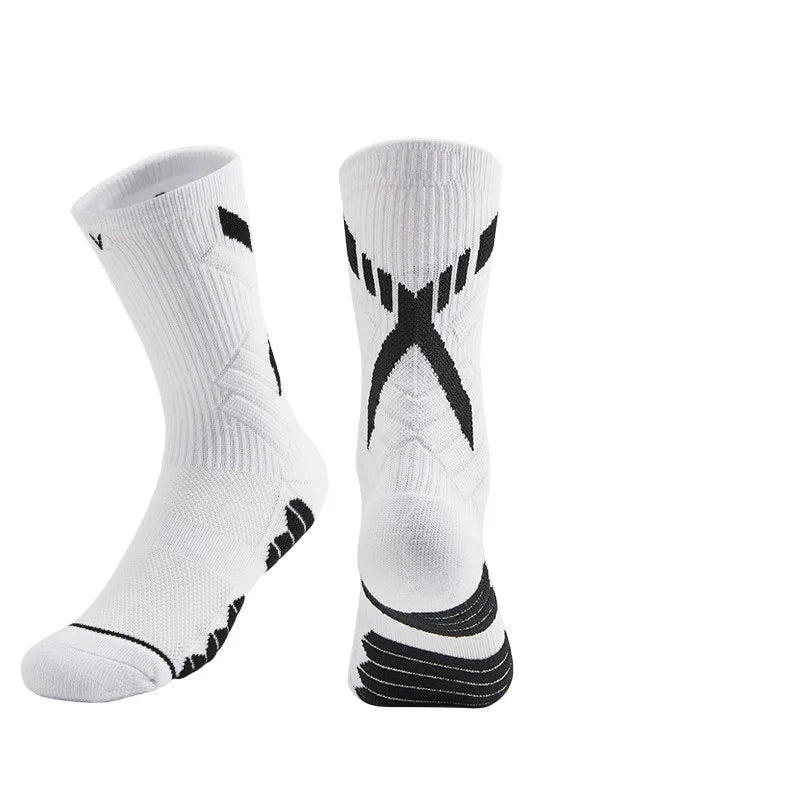 Veidoorn High Quality Sport Socks for Men Mid Calf Length Running Basketball Socks Thicken Non Slip Camping Cycling Stocking