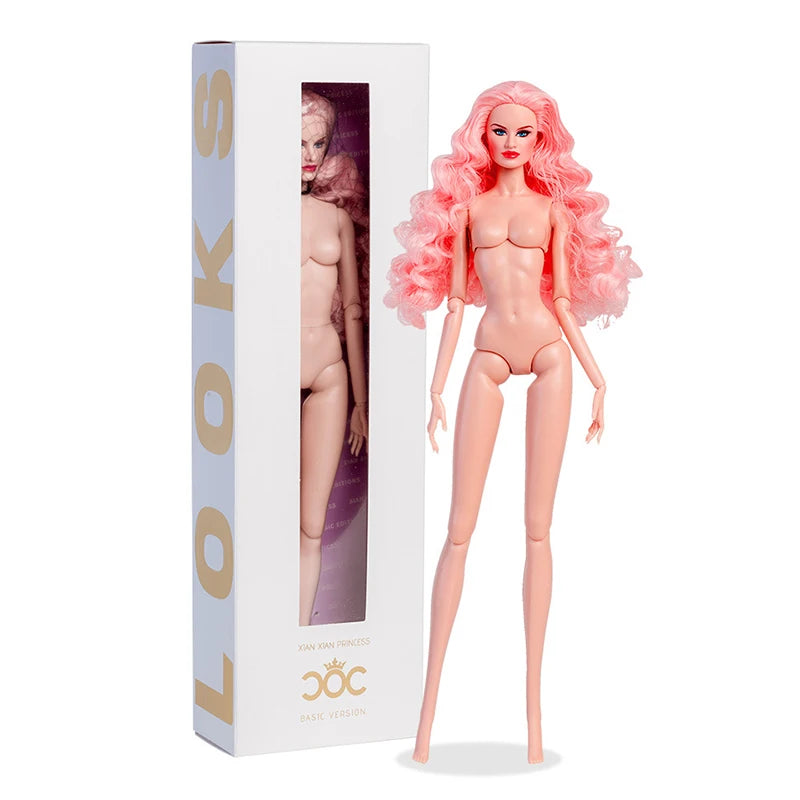 European Fashion 1/6 32cm BJD Doll Pink Body Blond Hair White Skin Daily Outfit Party Cute Gown Girls DIY Toys Birthday Gifts