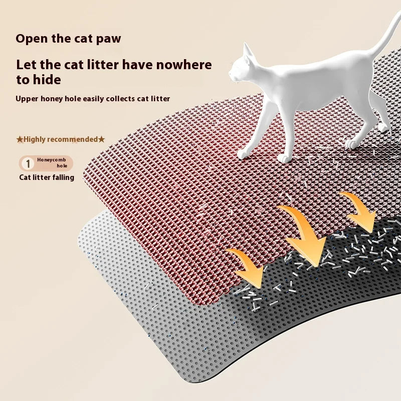 Cat Litter Mat 2-Layer Design Premium Sand Trapping Technology Waterproof Base Non-Slip Pet Floor Protector for Indoor Kittens