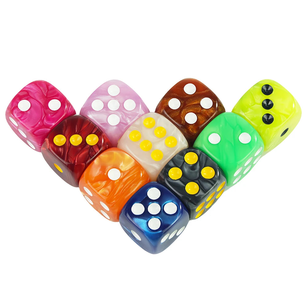 16MM Round Corner Game Dice Set 6-Sided Marble Acrylic Dices for  Tabletop Game Gambling Entertainment Party