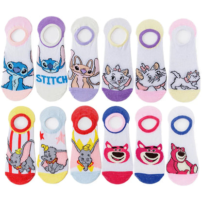 10Pairs miniso disney Unisex Cartoon Anime Socks Men Women Hip Hop Street Style Funny Casual Short Boat Socks