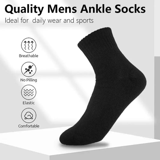 3/5/10-Pack Men's Mid-Calf Socks,Comfort Socks, Non-Slip Cuff, Ideal for Daily Wear, Work, Casual, 4-Season Use, Solid Colors