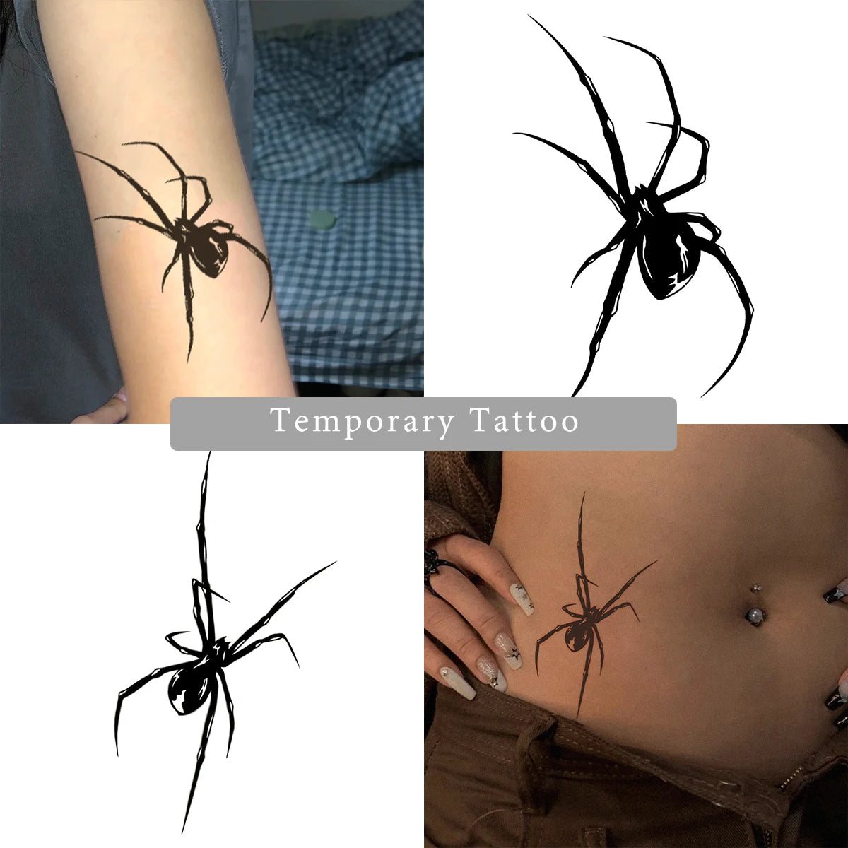 Spider Waterproof Temporary Tattoo Stickers, Long-lasting Waterproof for One to Two Weeks, For Arm, Leg.
