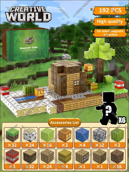 Magnetische Bausteine ​​Mine World Magnetwürfel-Set für Jungen und Mädchen, Kinder ab 3 Jahren, DIY-Modell, Kinder, STEM, sensorisches Spielzeug, Geschenk 