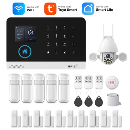 MULO Alarm System For Home Burglar Security 433MHz GSM  Home alarm Wireless PG103 WiFi Alarma Tuya Smart App Work With Alexa