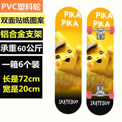 Youth Child Skateboard Maple Double Rock Skate Board Patin Skates Kids Skateboarding Cartoon Sticker Kids Griptape Longboard