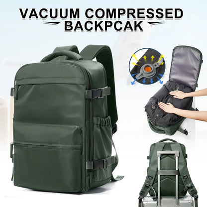 Fashion College Backpack Men Vacuum Compression Backpack, Women Men 15.6in Laptop Backpack Expand Hiking Vacuum Travel Backpack