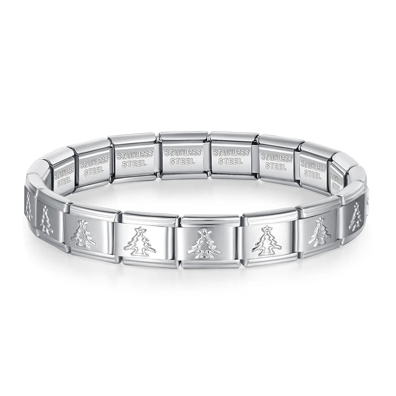 Hapiship 2024 New Women's Jewelry DIY 9mm Width Itanlian Elastic Charm Bracelet Fashion Stainless Steel Fashion Bangle ST-Bao