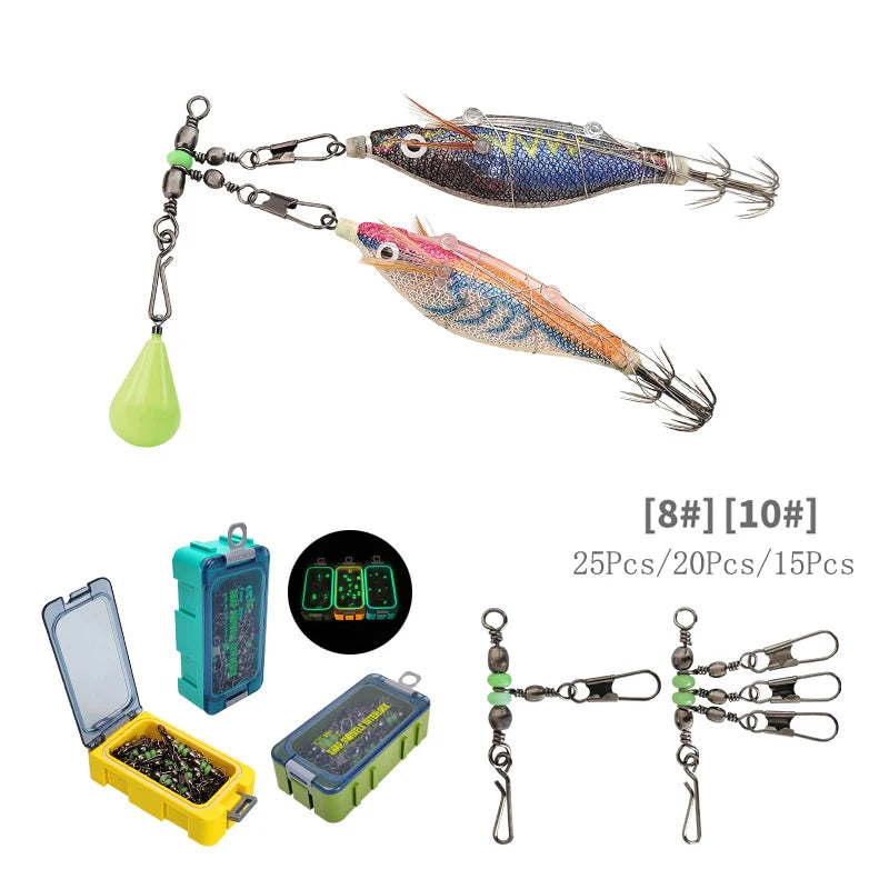 8 # 10 # Luyamu Shrimp Fishing Group Luminous Ball Bearing Rolling and Rotating Solid Ring Buckle Set Pin Set Fishing Connector