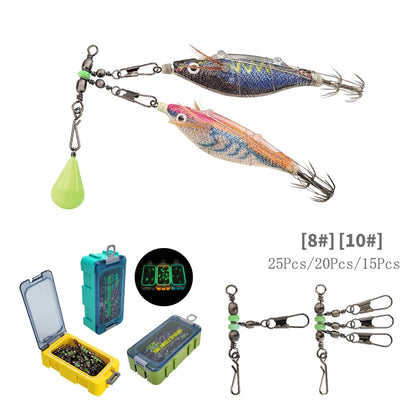 8 # 10 # Luyamu Shrimp Fishing Group Luminous Ball Bearing Rolling and Rotating Solid Ring Buckle Set Pin Set Fishing Connector