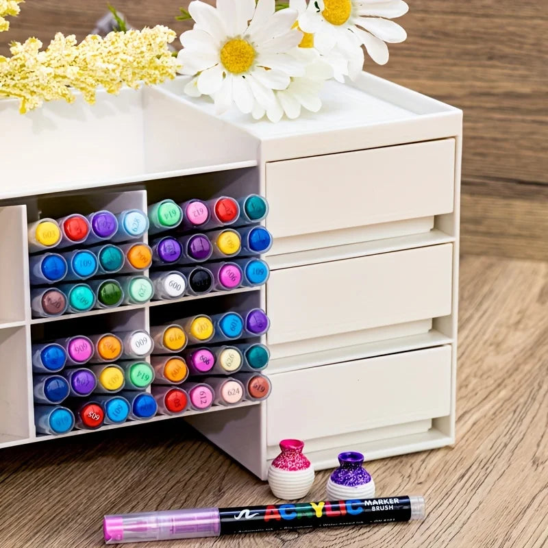 12/24/36/48/60/72/120/168 Colors Art Markers, Soft Tip resistant Acrylic Markers for Stone, Glass, Ceramic, Easter Eggs, Metal