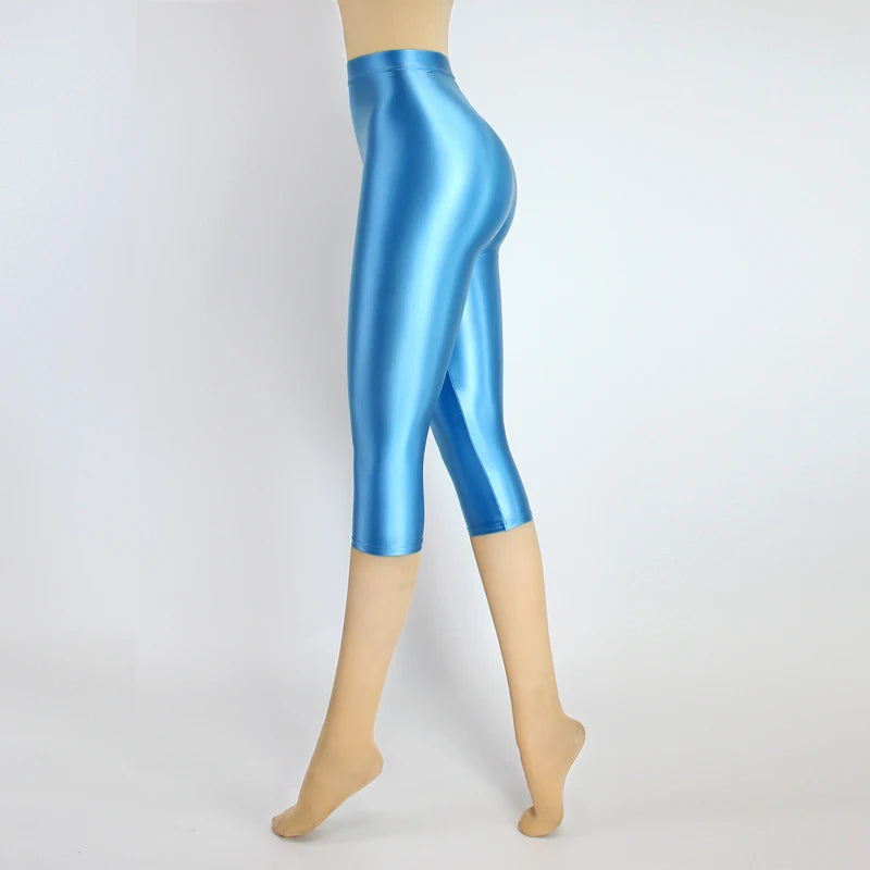 Satin Silky Smooth Women Pants Sexy Tight High Waist Gloss Pants Capris Yoga Sports Joggers Sweatpants Women Pants Bottoms