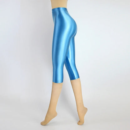 Satin Silky Smooth Women Pants Sexy Tight High Waist Gloss Pants Capris Yoga Sports Joggers Sweatpants Women Pants Bottoms