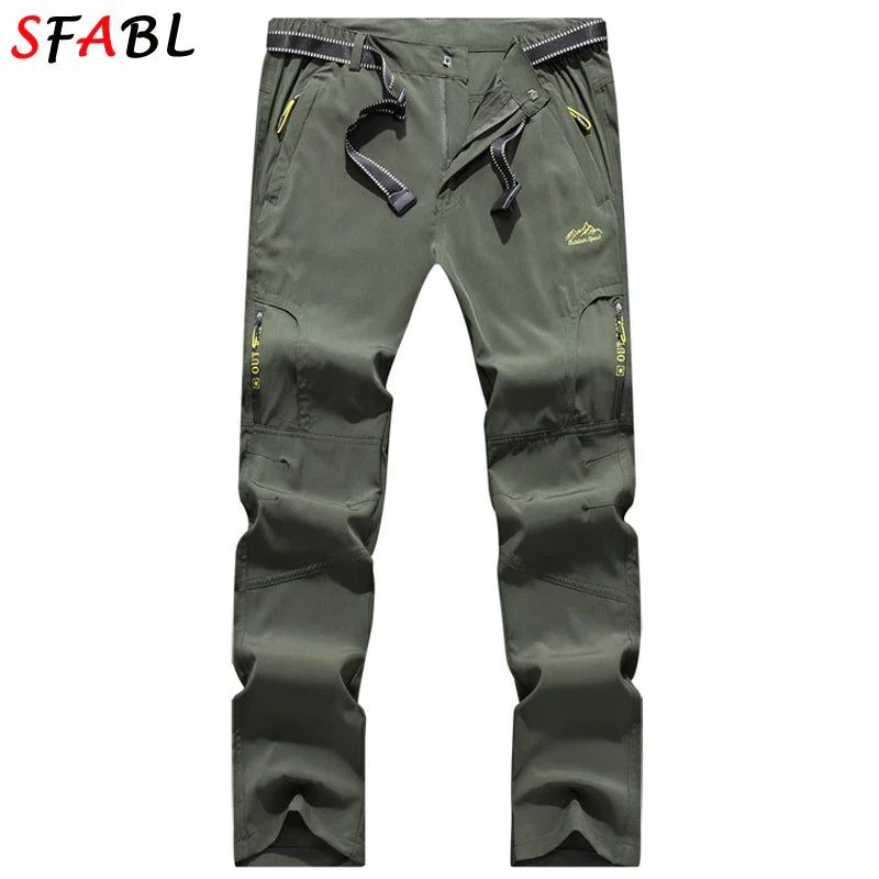 SFABL 5XL Summer Quick Dry Hiking Pants Men Stretch Waterproof Tactical Pants Zipper Pockets Trousers Lightweight Fishing Pants
