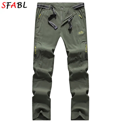 SFABL 5XL Summer Quick Dry Hiking Pants Men Stretch Waterproof Tactical Pants Zipper Pockets Trousers Lightweight Fishing Pants