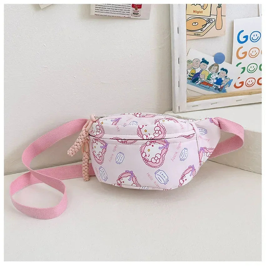 Cute Girls Hellokitty Kulomi Adjustable Crossbody Chest Pack Cartoon Cinnamoroll Kids Fashion Waist Bag Shoulder Bag Gift