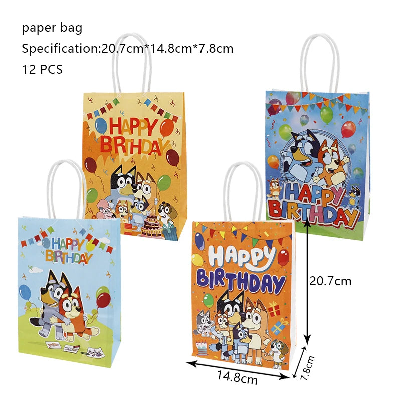 New Bluey Birthday Party Decoration Latex Balloons Bingo Aluminum Film Balloon Disposable Tableware Kids Event Supplies Backdrop