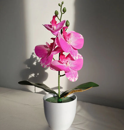 Bonsai Simulated Butterfly Orchid Artificial Potted Plant Desk Dining Table Home Office Vase Wedding Home Room Decoration Gift