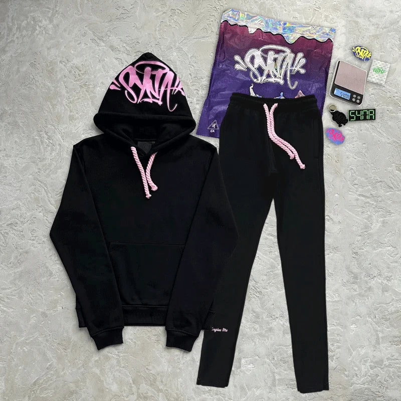 Sy Fashion Street Casual Tracksuits Tops Long Pants Set Winter Cotton Hip Hop Men Women Unisex Hooded Sweatshirt Sports Trousers