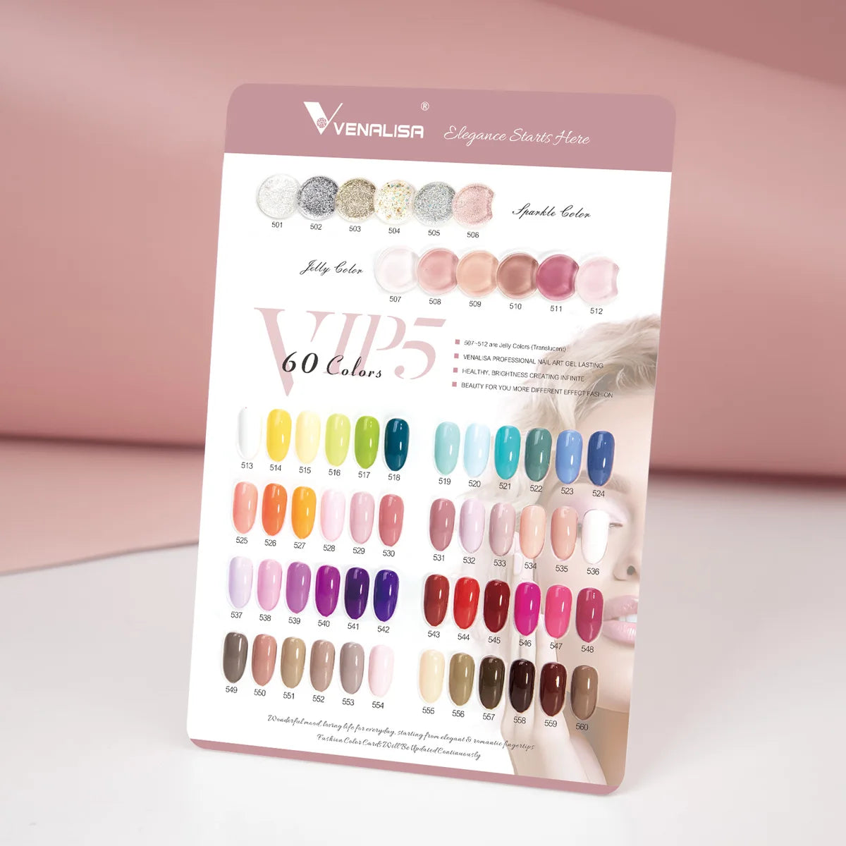 Venalisa HEMA TPO FREE Nail Gel Polish Glitter Gorgeous Full Coverage Soak Off UV LED French Nail Jelly Pink Nude Collection