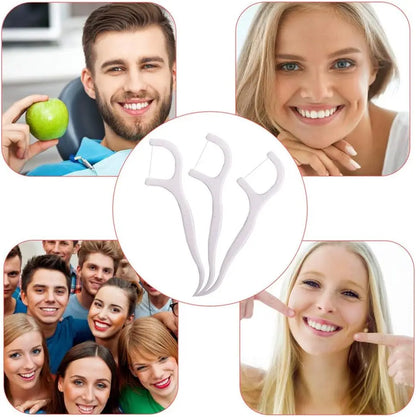 50-1000pcs Portable Dental Floss Pick Bow Shaped Super Thin Dental Floss Clean Between Teeth Interdental Brush Oral Hygiene Care