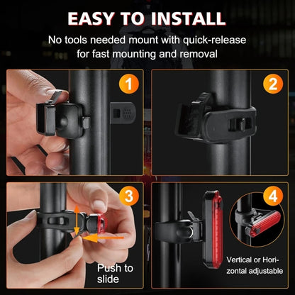 USB Rechargeable LED Bike Tail Light Bright Bicycle Rear Cycling Safety Flashlight 4 Light Mode Options for Road Mountain