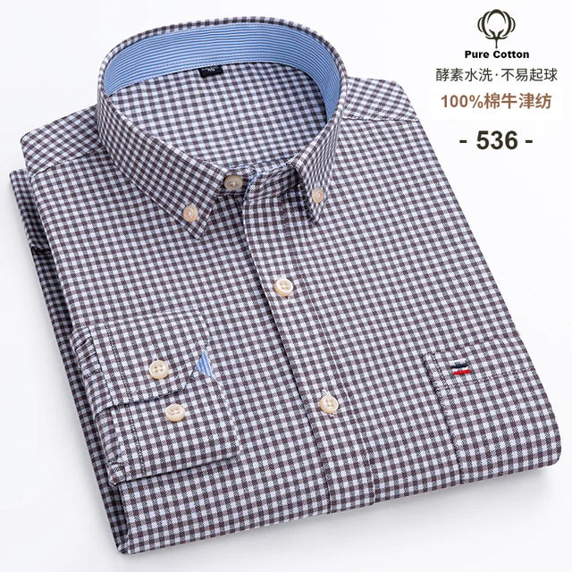 Plus 5XL 6XL Mens Oxford Shirts 100% Cotton Spring Long Sleeve Casual Business Formal Dress Shirt Regular Fit Social Man Clothes