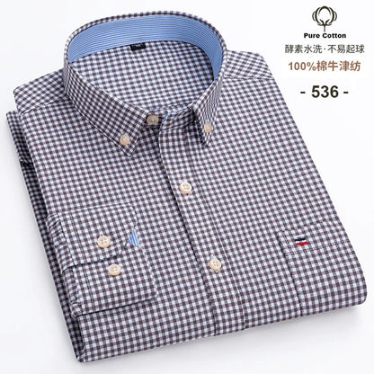 Plus 5XL 6XL Mens Oxford Shirts 100% Cotton Spring Long Sleeve Casual Business Formal Dress Shirt Regular Fit Social Man Clothes