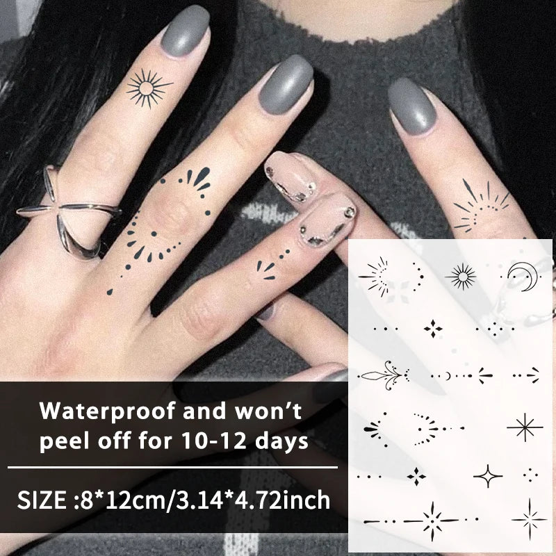 1 Stück wasserdichte temporäre Tattoo-Aufkleber mit geometrischem Symbol, langlebig und wasserdicht für ein bis zwei Wochen, für Arm und Bein.