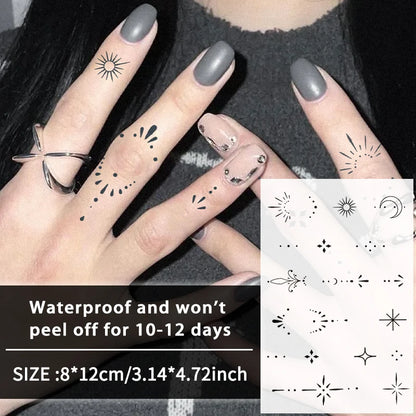 1 Stück wasserdichte temporäre Tattoo-Aufkleber mit geometrischem Symbol, langlebig und wasserdicht für ein bis zwei Wochen, für Arm und Bein.