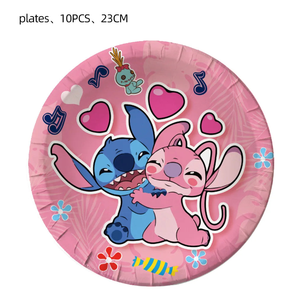 Lilo and Stitch Birthday Party Decoration Girl Boy Disposable Tableware Tablecloth Candy Bag Plate Paper Cup Supplies Kit
