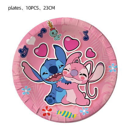 Lilo and Stitch Birthday Party Decoration Girl Boy Disposable Tableware Tablecloth Candy Bag Plate Paper Cup Supplies Kit