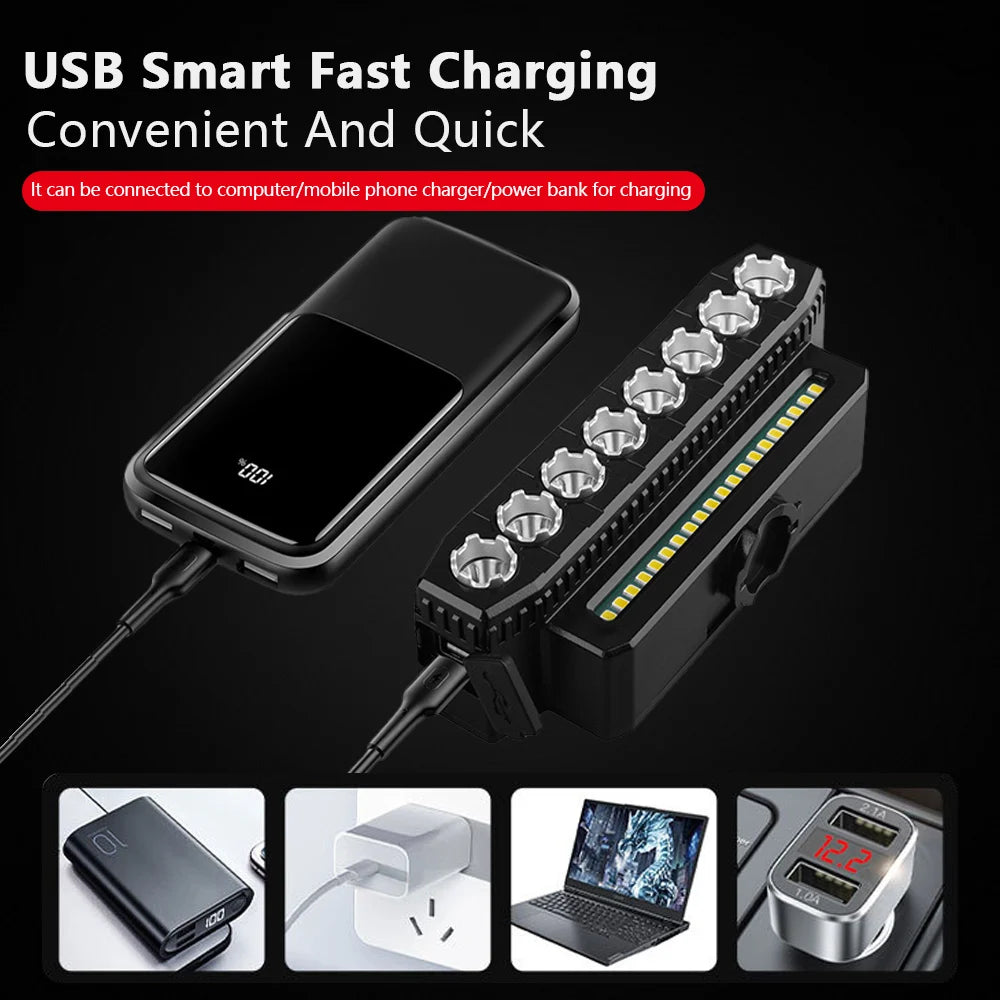 8 LED Bike Front Light Cycling Bike Headlight with 120dB Horn 6 Lighting Modes MTB Road Bicycle Bell Front Light Easy to Install