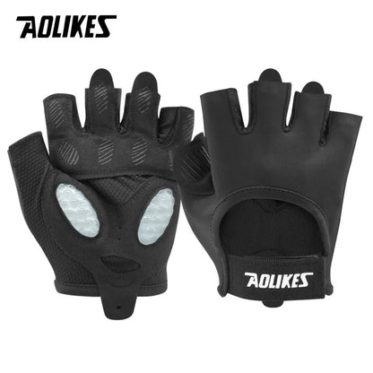 AOLIKES 1 Pair Gym Gloves Body Building Sports Fitness Dumbbell Workout Breathable Gloves for Crossfit Weight Lifting Training