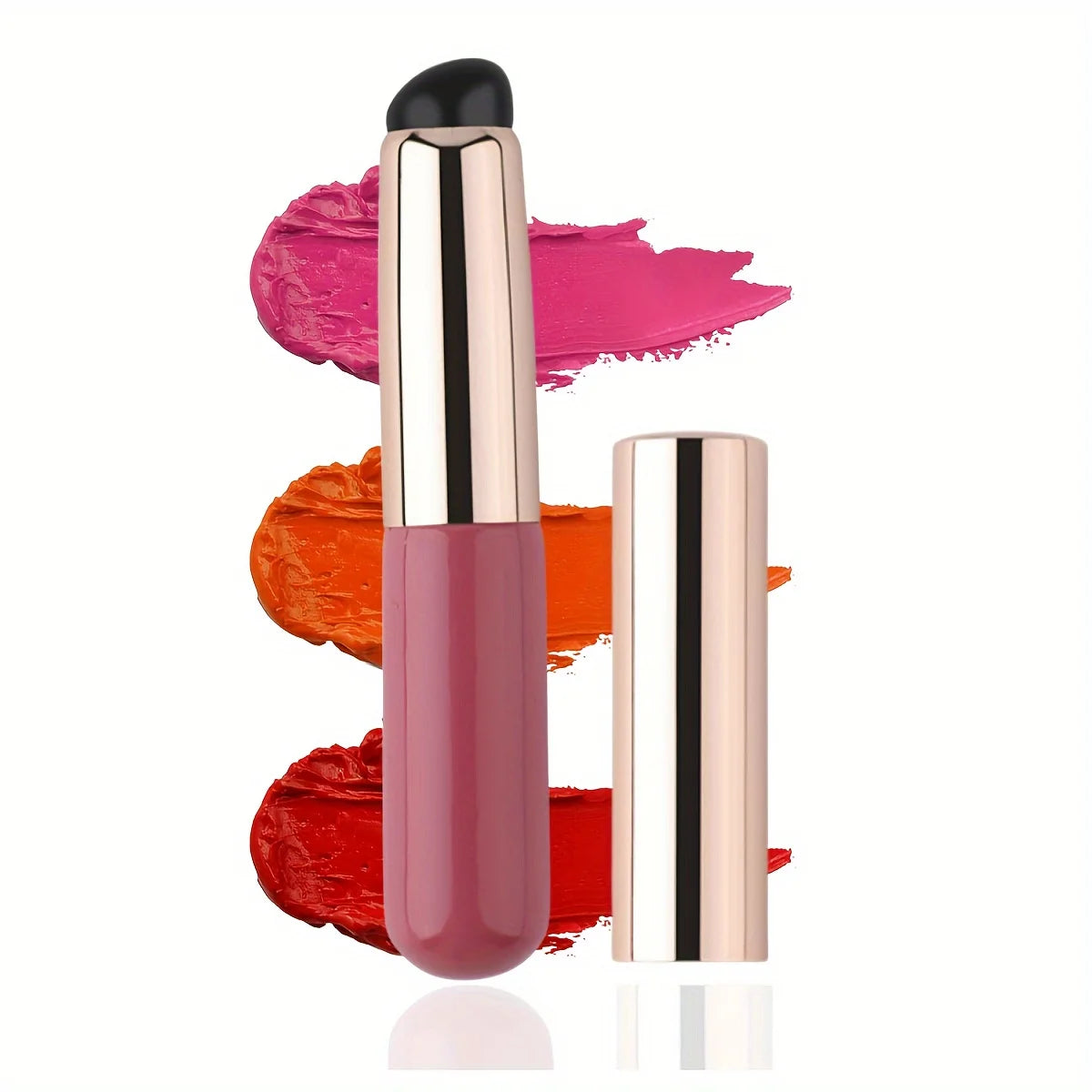 Tragbarer Lippenpinsel aus Silikon mit Abdeckung – Mini-Make-up-Applikator, einfach aufzutragen, geeignet für Lippenbalsam, Lippenstift-Hilfswerkzeug 