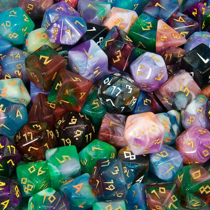 DND Polyhedral Dice Set - 7 Pieces Acrylic Mixed Colour Glitter Games Dice  for Souvenirst Entertainment RPG Board Game
