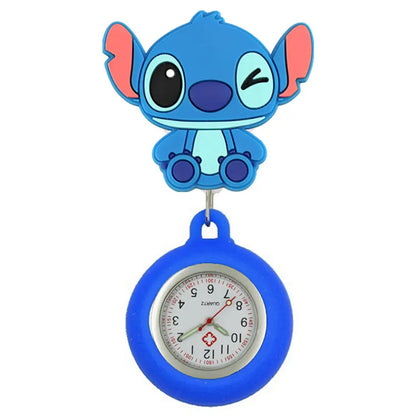 MINISO Cartoon Women Mens Nurse Doctor Students Mouse Bear Duck Lovely Retractable Badge Reel Clip Pocket Watches Clock Gifts