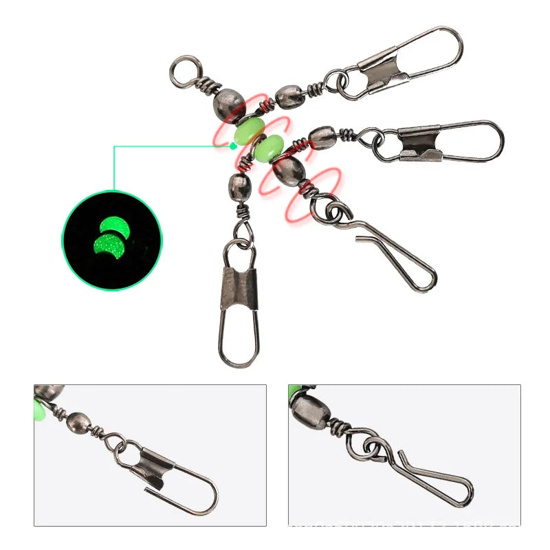 8 # 10 # Luyamu Shrimp Fishing Group Luminous Ball Bearing Rolling and Rotating Solid Ring Buckle Set Pin Set Fishing Connector