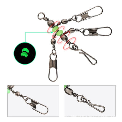 8 # 10 # Luyamu Shrimp Fishing Group Luminous Ball Bearing Rolling and Rotating Solid Ring Buckle Set Pin Set Fishing Connector