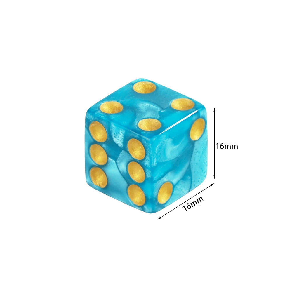 Marble D6 Game Dice 10PCs Square Corner 16MM Math Entertainment Acrylic Gambling Tool Dice