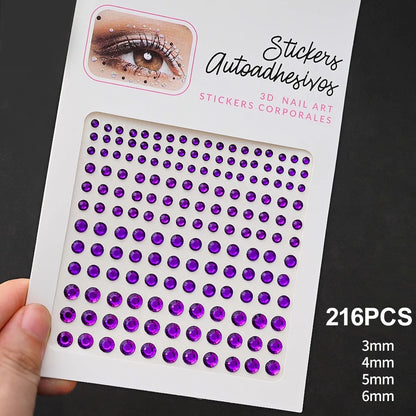 1Sheet 3D Rhinestone Face Tattoo Stickers Coloful Glitter Gems Sliders Festival/Makeup Waterproof With Diamond Tattoos Decals *&