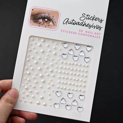1Sheet 3D Rhinestone Face Tattoo Stickers Coloful Glitter Gems Sliders Festival/Makeup Waterproof With Diamond Tattoos Decals *&