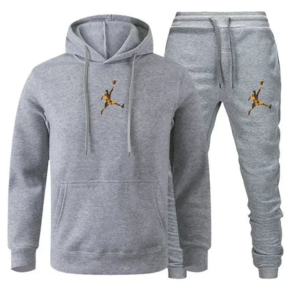 2025 Autumn/Winter Men's jogging Fitness sportswear Set: Fashionable long-sleeved sweatshirt + casual pants 2-piece set