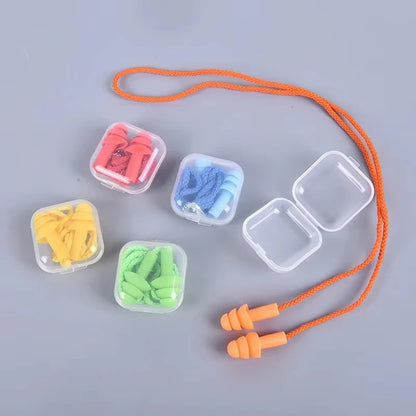 1 Pc Silicone Ear Plugs Sleep Earplugs Noise Reduction Swimming Earplugs With Rope For Diving Underwater Ear Plugs