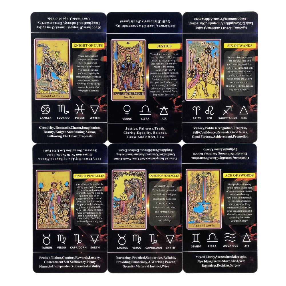 Tarot Cards For Beginners With Meaning On Them, 78pcs-Cards Pocket Size Tarot Learning Deck, Fortune Telling Game