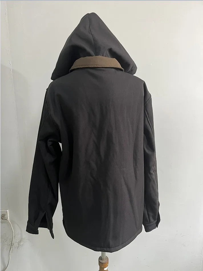 Men Autumn Winter Hooded Cotton Clothes Casual Velvet Zipper Pocket Hoodie Jacket Coat Sweatshirt Suit Jackets